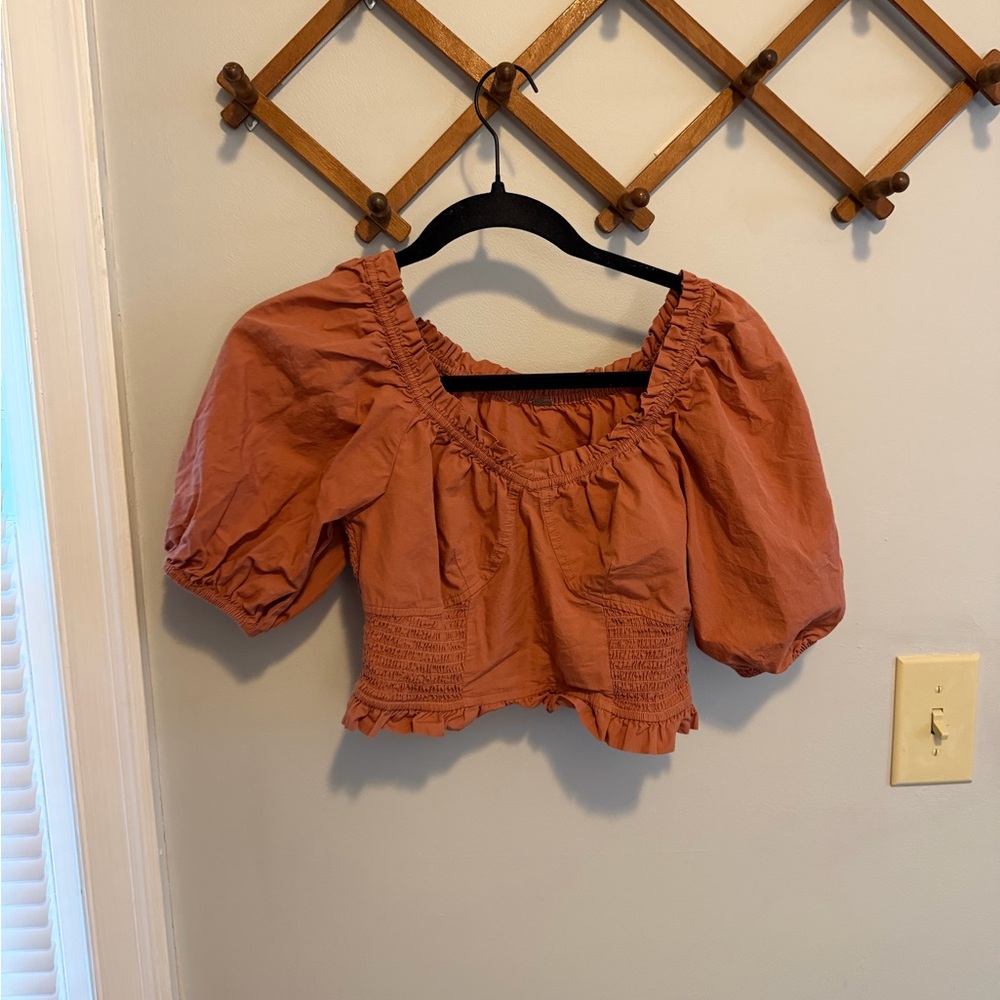 Free People Puff Sleeve Crop Top